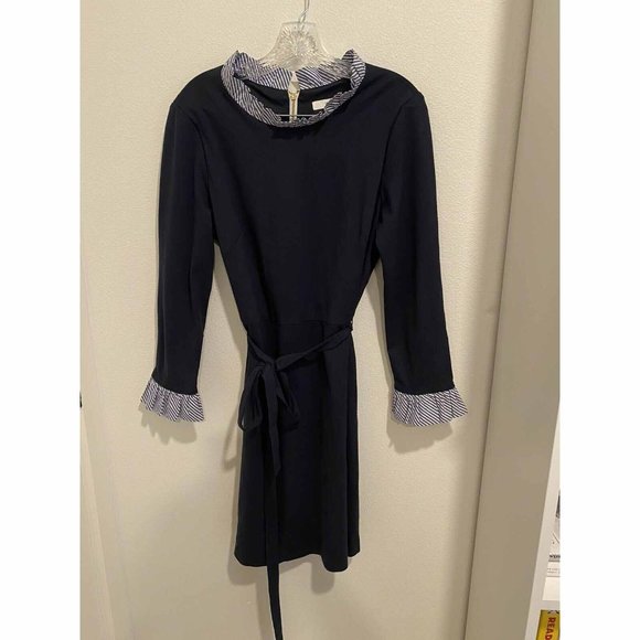 1901 Built In Stripe Collar Shirt Dress Belted Work Size  14 - Picture 5 of 7